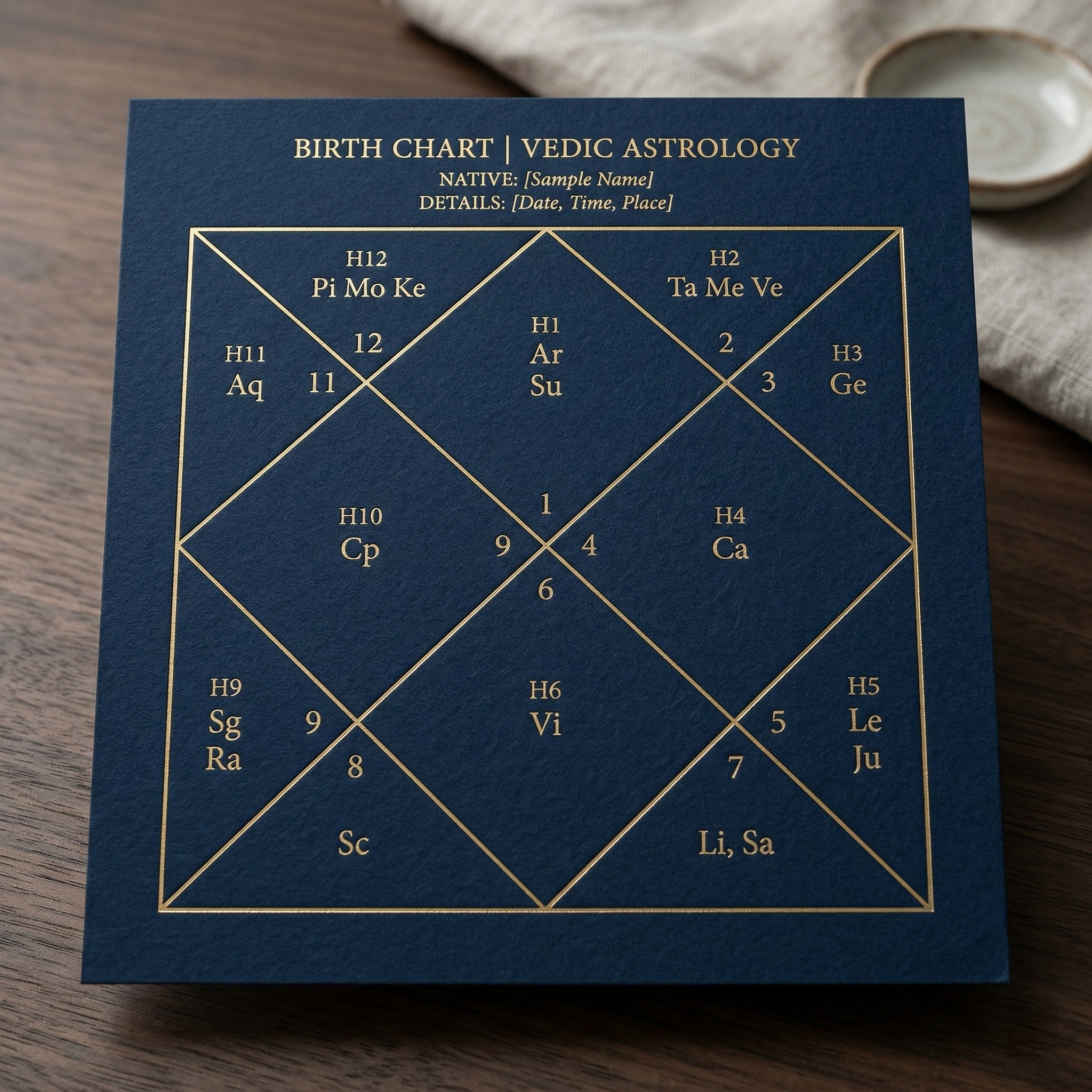 Ejemplo de carta astral védica Qarma